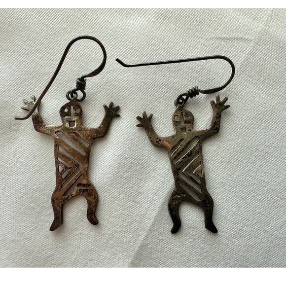 Vintage PRECIV Sterling Silver Modernist Dancing Man Earrings - Picture 2 of 7